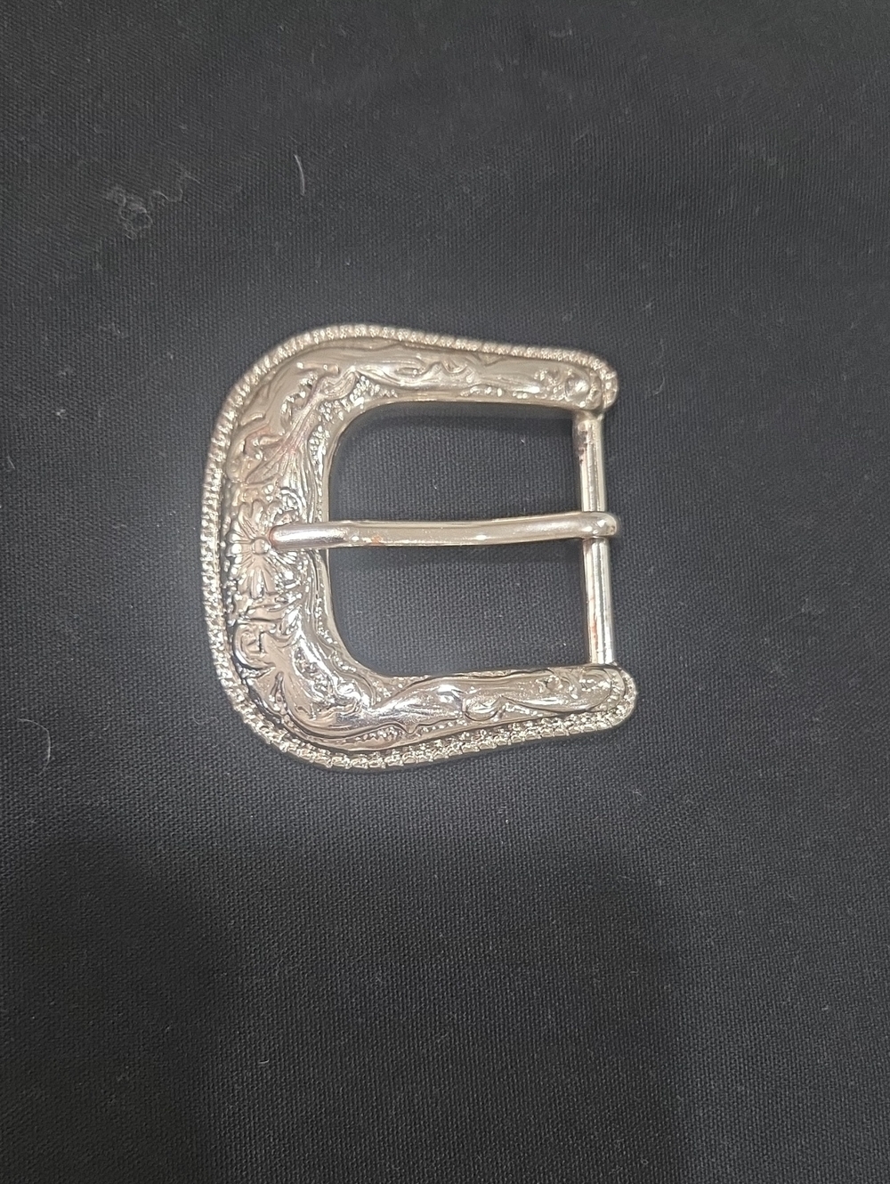 Vintage Swarovski Silver Plated 1.5" Western Floral Scroll Belt Buckle - Signed